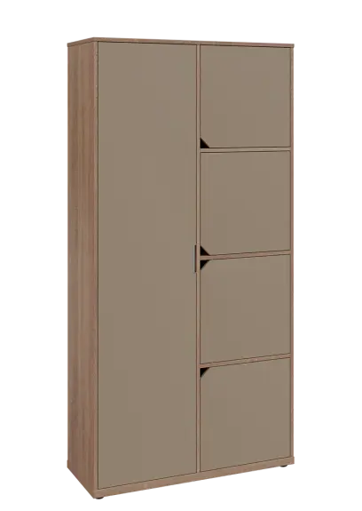 KSR6-82 L skříň šatní, 1x výsuvné ramínko, 4x dvířka, 2053x1022x400 mm, provedení levé, dub bardolino/latte